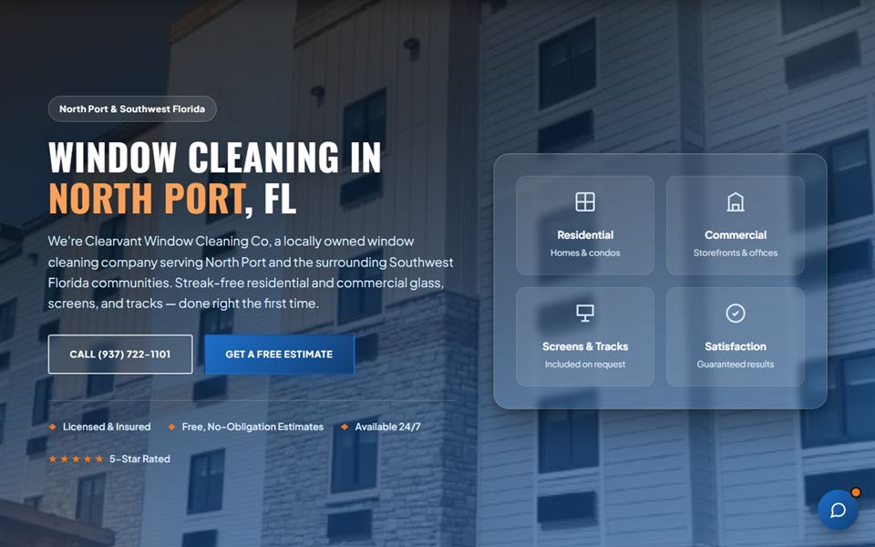 Clearvant Window Washing — new website by Biggify